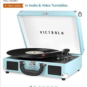 Turquoise Victrola Record Player